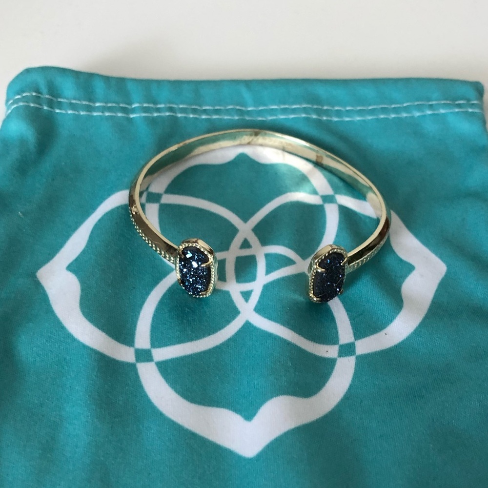 Kendra Scott Navy Drusy & Gold Cuff Bracelet